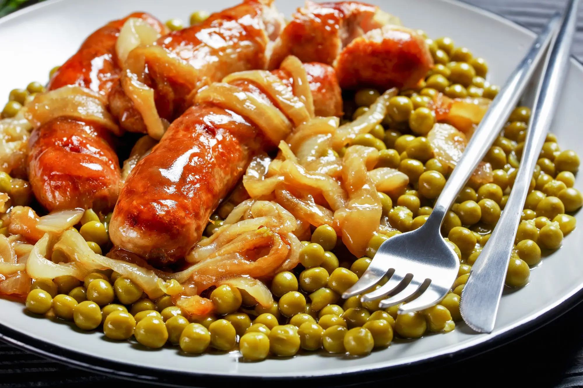 Saucisse, pomme de terre et petits pois au Cookeo