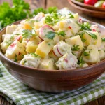 Bol de salade de pommes de terre à la moutarde