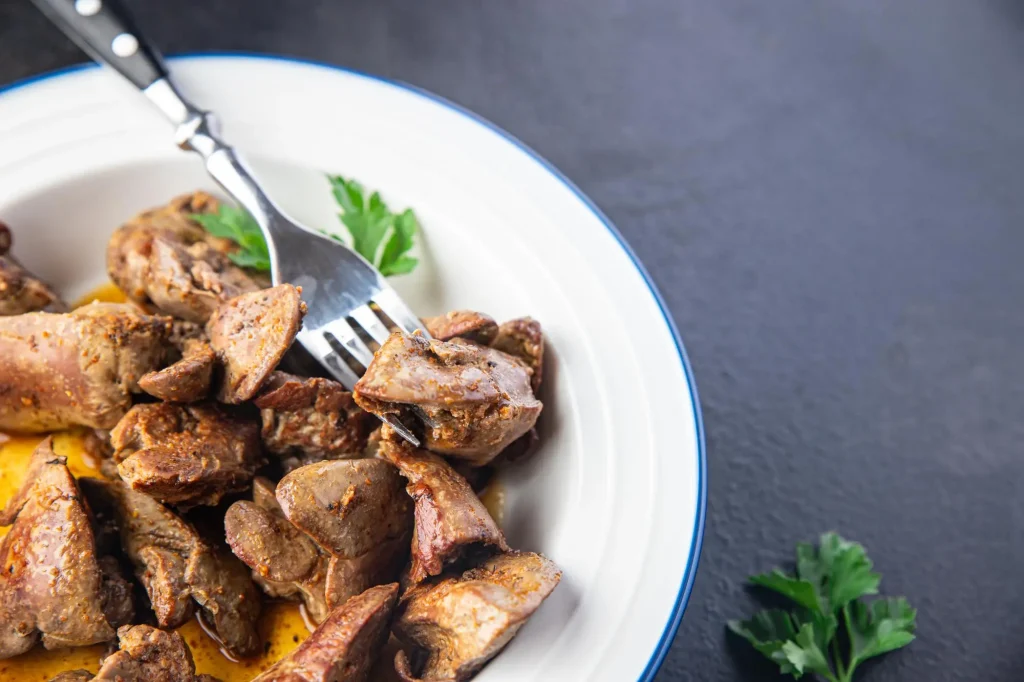 Assiette de fricassée de foie de veau