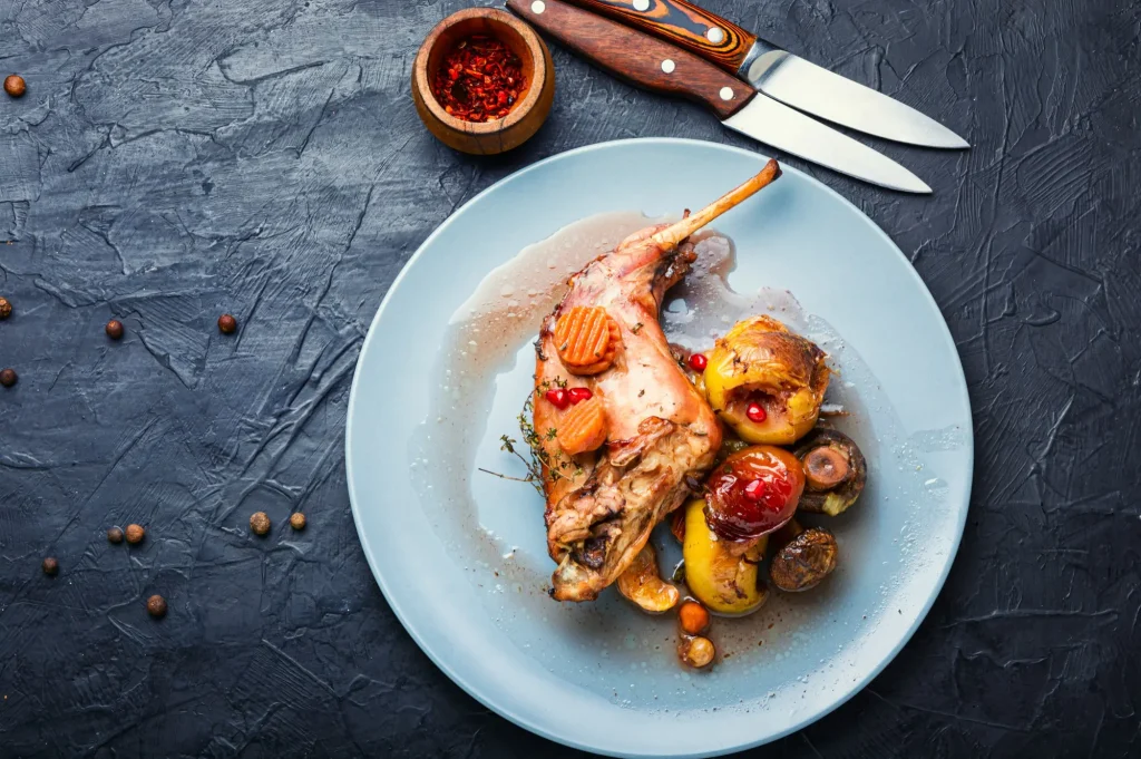 Assiette de lapin aux abricots